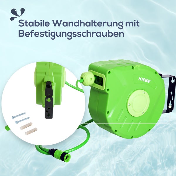 Outsunny Schlauchtrommel, 10+1m Schlauchaufroller, Automatik, 180° schenkbar, 10 m, Kunststoff, Grün