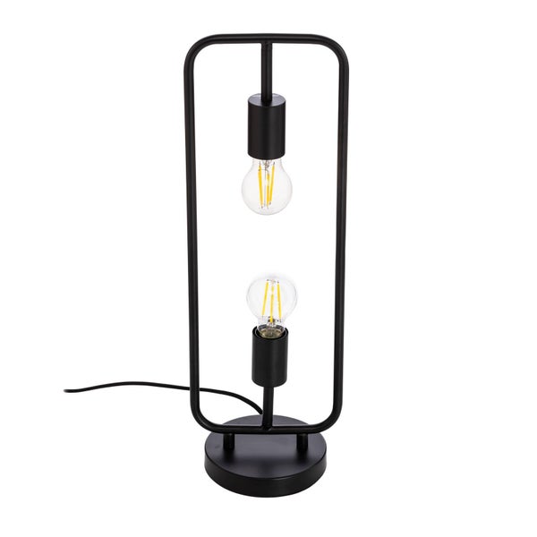 Lucande Tischlampe Tornike (Design, Modern) in Schwarz aus Metall (2 flammig E27) - Designer Tischleuchte Schreibtischlampe Nachttischlampe Wohnzimmerleuchte
