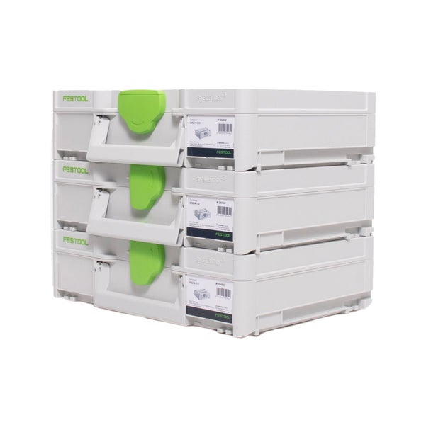 Festool Systainer Set 3x SYS3 M 112 ( 3x 204840 ) 7,7 Liter 396x296x112mm Werkzeugkoffer koppelbar