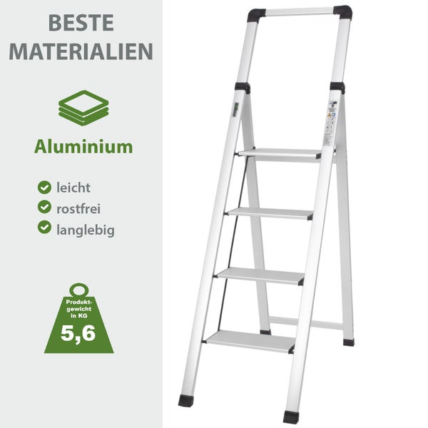 Aluminiumleiter mit vier Stufen