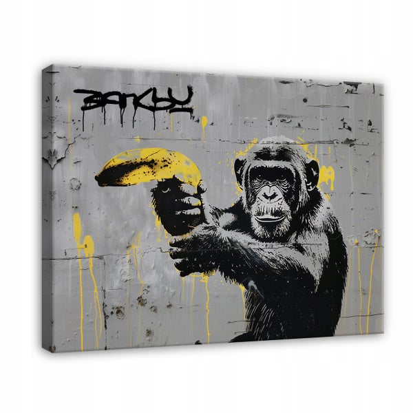 Leinwandbild Abstrakt Banksy grau Modern Bilder Wohnzimmer 60X40 cm