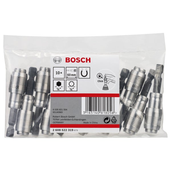 Bosch Click Schnellwechseladapter Set mit zehn Stück, 60 Millimeter Länge