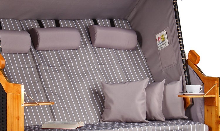 Strandkorb Baltic Dreisitzer PE schwarz Dessin Royal Grau