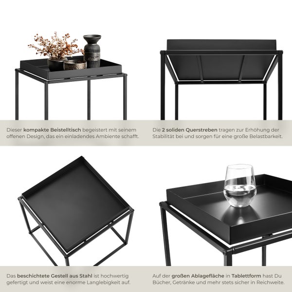 Beistelltisch tectake Cambridge 40 x 40 x 44 cm Stahl schwarz