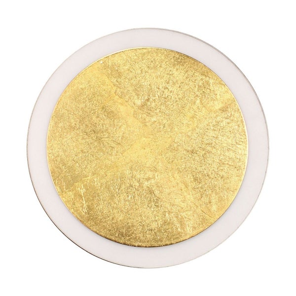 Runde LED-Deckenleuchte mit goldener Blattgold-Optik im Zentrum und weißem Außenring.