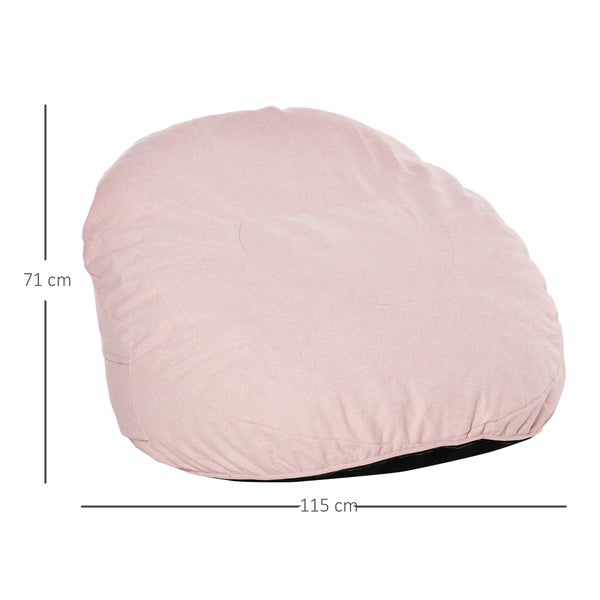HOMCOM Sitzsack aufblasbares Sofa Bodensessel Sitzkissen gepolstert mit 2 Seitentaschen waschbar für Wohnzimmer Liege Schlafzimmer Polyester-Gewebe Schaumstoff-Füllung Rosa Ø115x71 cm