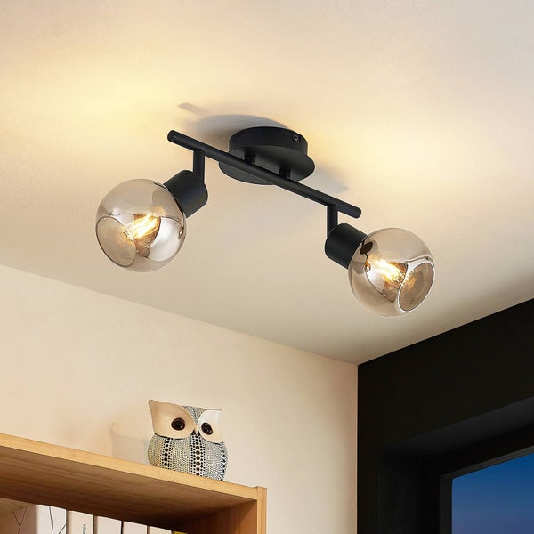 Lindby Strahler Eridia (Modern) in Schwarz aus Metall (2 flammig, E14) - Deckenlampe Deckenleuchte Lampe Spot Wohnzimmerleuchte