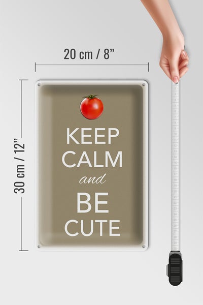 Blechschild Spruch 20x30cm Keep Calm and be cute Tomate