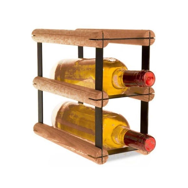 PROREGAL Modulares Weinregal Vinotega Mod Metal HxBxT 22,5 x 12,5 x 24,5 cm 1 x 2 Flaschen Massives Kiefernholz Braun Geölt