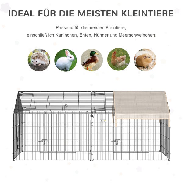 PawHut Freigehege, Kleintiergehege, 220 x 103 x 103 cm, Stahl, Beige