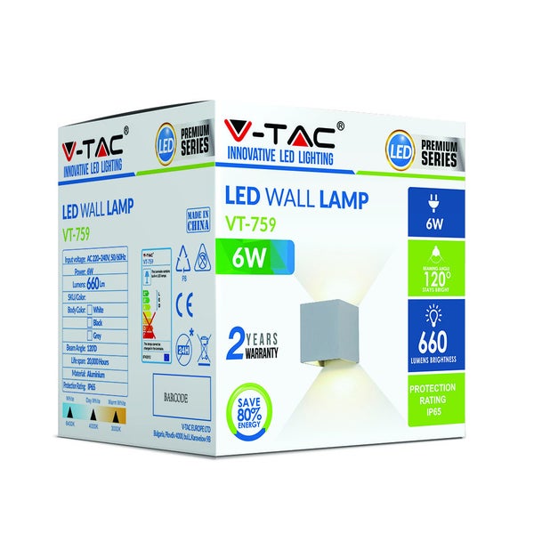 Verpackung einer V-TAC LED-Wandleuchte VT-759