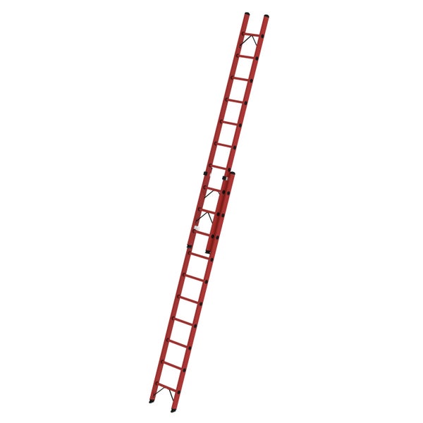 PROREGAL Sprossen-Schiebeleiter GFK 2-Teilig Ohne Traverse 2 x 10 Sprossen