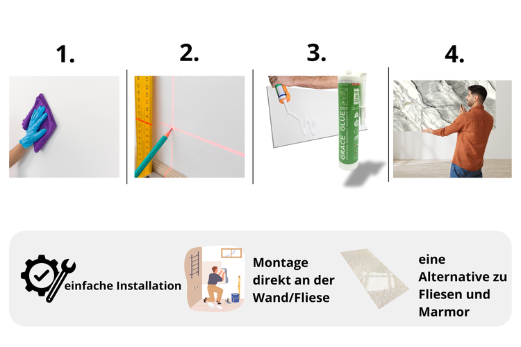 3D Wandpaneel Marmoroptik PVC 120x60cm – Luxuriöse Wandverkleidung DIY-Montage, Alternative zu Fliesen für Bad & Küche Schwarz 02