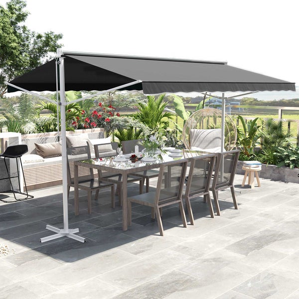 Outsunny Standmarkise, 395cm x 298cm x 255cm, Metall+Polyester, Grau