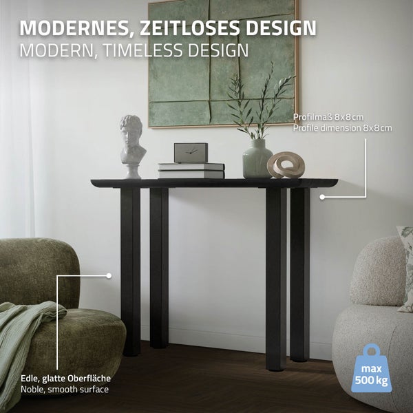 ML-Design 4er Set Tischbeine I-Design 90 cm, Dunkelgrau, Optik Industrial, Stahl pulverbeschichtet, Profil 8x8 cm, Höhenverstellbare Möbelfüße, Möbelbeine für Konsolentisch, Schreibtisch, Arbeitstisch
