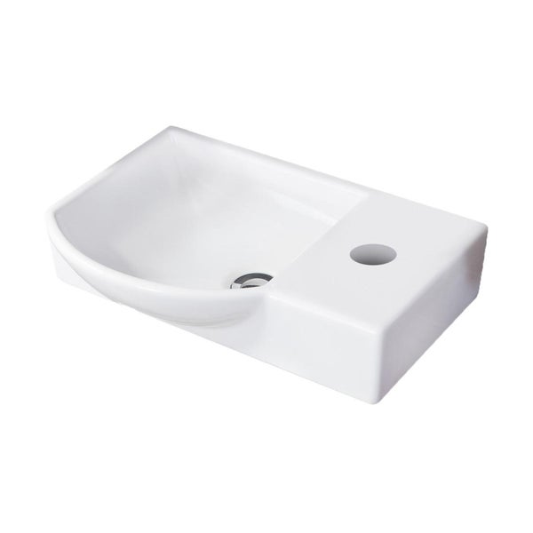 Fackelmann SCENO Gäste-WC Set 2 Teile – Waschtischunterschrank in Weiß mit Waschbecken aus Keramik – SBC Waschbeckenunterschrank schmal – Türanschlag links – Hahnloch rechts – 45 cm breit