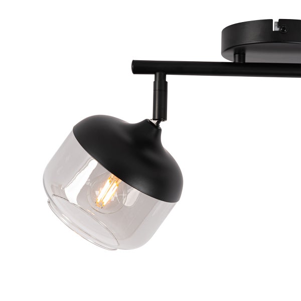 Deckenleuchte mit einem Lampenschirm aus Glas und Metall