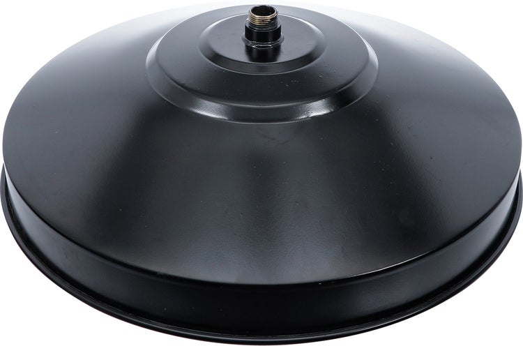 Runder Lampenbaldachin aus Metall in Schwarz mit Gewindeanschluss.