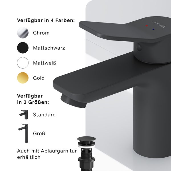 AM.PM Waschtischarmatur mit Einhebelmischer FXA02122 X-Joy Schwarz matt