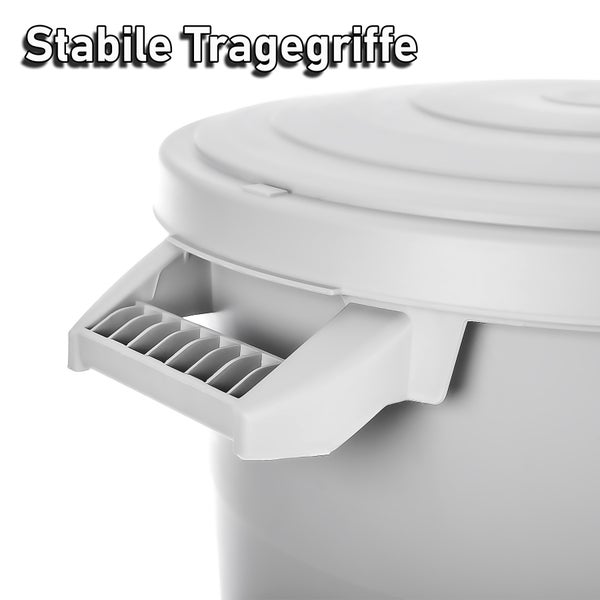 BigDean wetterfeste Universaltonne mit Deckel und 2 stabilen Tragegriffen 80 Liter GRAU - Regentonne Mülleimer - Indoor und Outdoor geeignet - Made in Europe