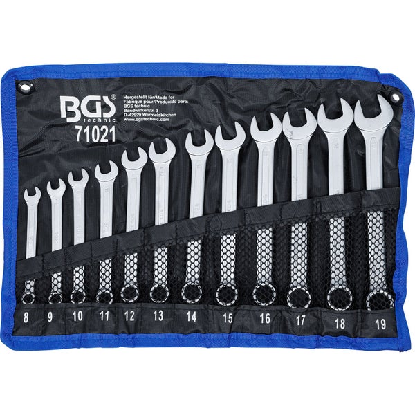 BGS Technic Maulschlüssel Satz mit Rollentasche von Größe 8 bis 19