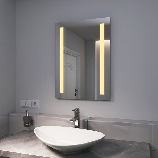 EMKE LED Badspiegel 50x70cm Badezimmerspiegel mit Warmweißer Beleuchtung