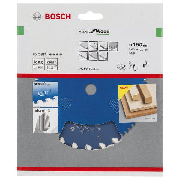 Bosch Kreissägeblatt Expert for Wood für Handkreissägen 150 x 20 x 2,6 mm 24 - 2608644011