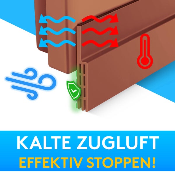 SilverRack Zugluftstopper für Türen Braun [1 x 1m] - Zuschneidbare Türdichtung selbstklebend - Türdichtung unten - Gummilippe Tür Dichtung Zugluft - Tür Windschutz, Schallschutz & Kälteschutz