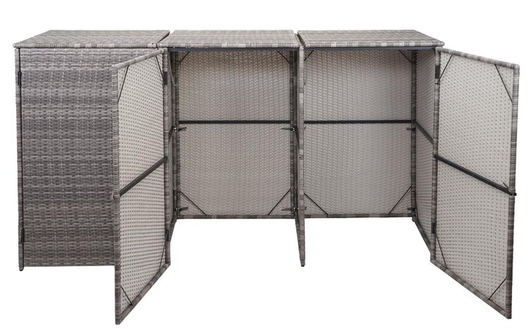Mülltonnenbox aus Rattan für drei Mülltonnen