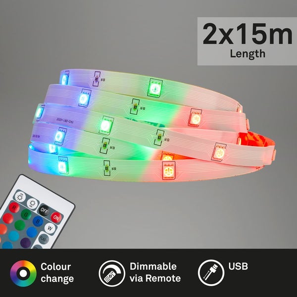 LED Stripe 30m RGB Leiste Lichtband Fernbedienung Selbstklebend Kürzbar Deko