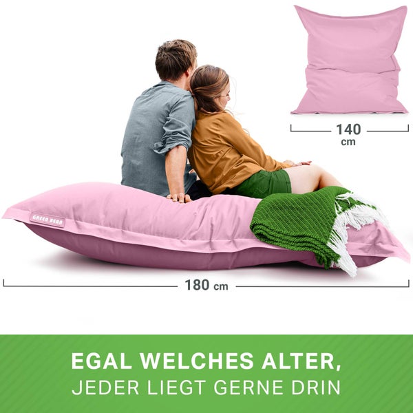 Green Bean Sitzsack XXL 140x180cm 380 Liter Kinder & Erwachsene Bean Bag EPS Perlen Füllung Riesensitzsack Groß Draußen Outdoor Liegekissen Waschbar Wetterfest Lounge Sitzkissen Bodenkissen Rosa