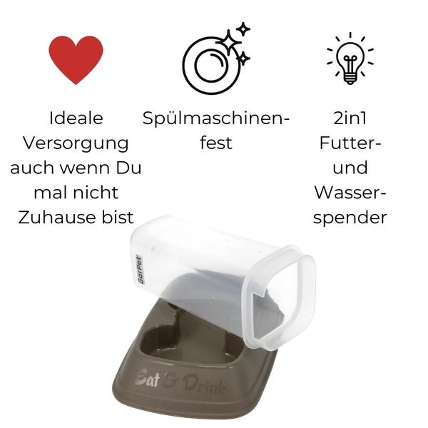 Automatischer Futterspender Wasserspender 2in1 Futterautomat Wasserautomat für Hunde Katzen Wasser und Futter Automat Spender Napf 700 ml