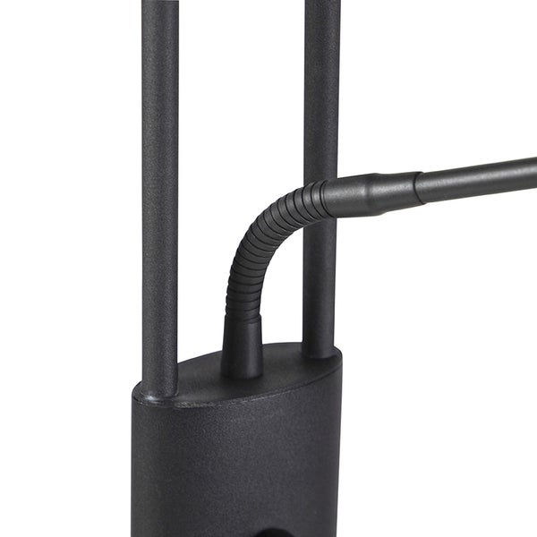 Detailaufnahme einer Leselampe mit flexiblem Arm und Standfuß.