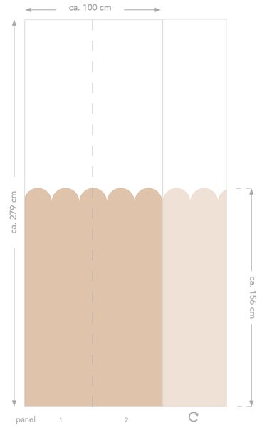 Abmessungen einer Tapete mit einer Breite von circa 100 cm und einer Höhe von circa 279 cm