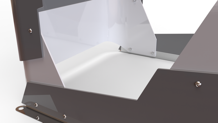 Detailansicht einer Werkbank mit Spanabsaugung