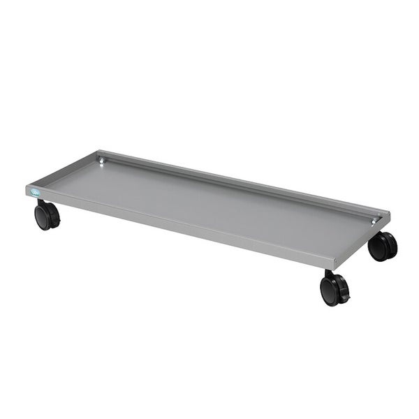 Rechteckiger Transportroller aus Metall mit vier Lenkrollen.