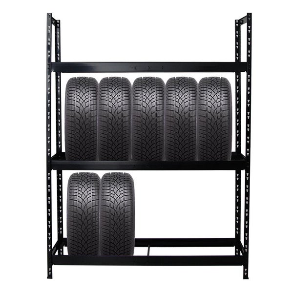 PROREGAL Reifenregal Tiger XL HxBxT 200 x 150 x 45 cm bis zu 18 Reifen auf 3 Ebenen Schwarz