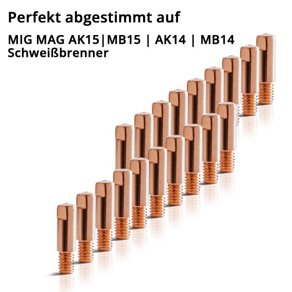 STAHLWERK 2 x Stromdüsen AK15 MB15 Kontaktdüsen M6x25 1,0 mm MIG MAG