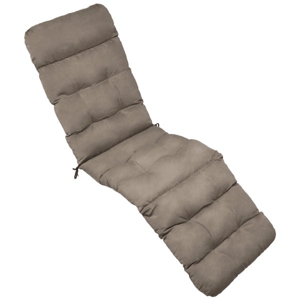 Gesteppte Liegenauflage in Taupe für Gartenliegen mit Haltebändern.