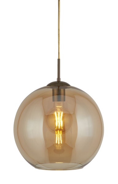 Hängeleuchte mit rundem Glasschirm und Glühbirne