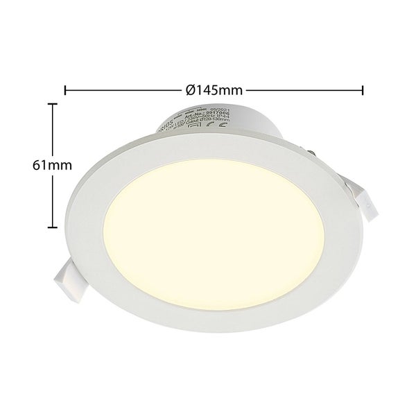Runde LED-Einbauleuchte mit einem Durchmesser von 145 Millimeter und einer Höhe von 61 Millimeter.