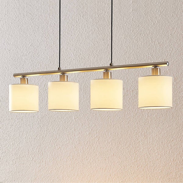 Lindby Pendelleuchte Stannis (Modern) in Weiß aus Metall (4 flammig, E14) - Textil Hängeleuchte Esstischlampe Hängelampe Wohnzimmerleuchte