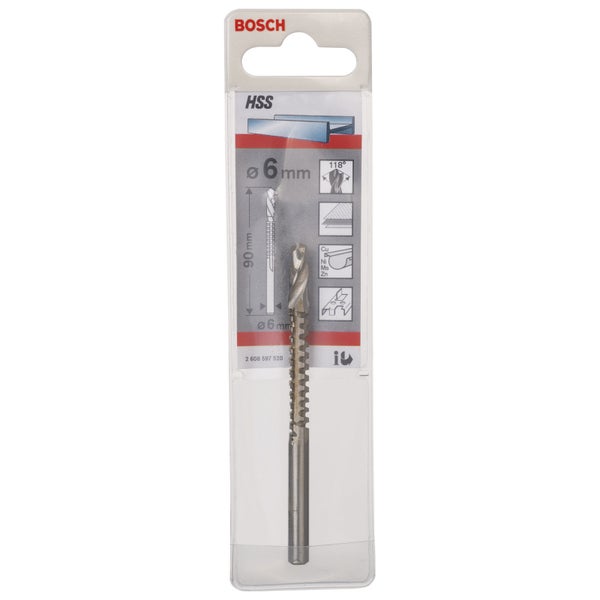 Bosch Fräsbohrer HSS 6 mm 90 mm d 6 mm - 2608597528
