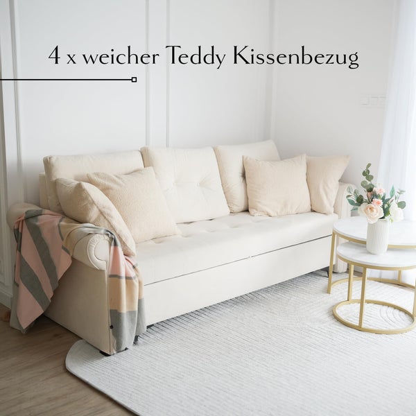 Teddy Kissenbezug 40x40 Sofakissen - Flauschiger Plüschkissen Teddy Bezug - Kissenbezüge 40x40 Dekokissen - Kissen 40x40 - Deko Kissen Kissenhüllen 40x40 Beige