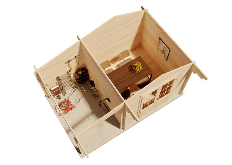 Alpholz Gartenhaus Anna-44 ISO mit Seitendach Gartenhaus aus Holz, Holzhaus mit 44 mm Wandstärke inklusive Schleppdach, Blockbohlenhaus mit Montagematerial, Naturbelassen 4,7x3m