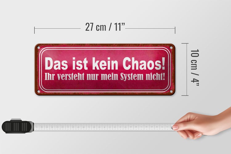 Blechschild Spruch 27x10cm das ist kein Chaos nur System Dekoration