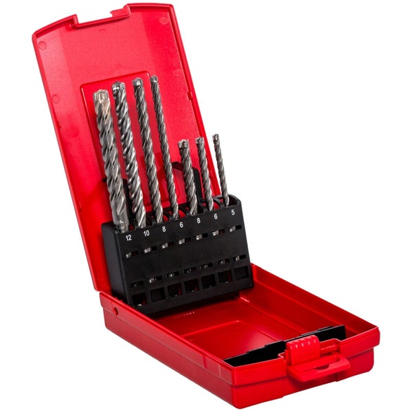Bohrerset in roter Aufbewahrungsbox mit verschiedenen Größen