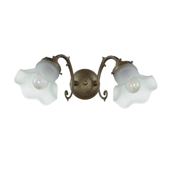 Wandleuchte mit zwei Lampen und Lampenschirmen in Blumenform