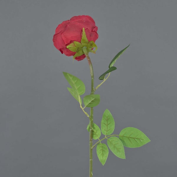 Künstliche Papageien-Tulpe in Rosa und Weiß mit grünem Stiel und Blatt für Dekorationen.