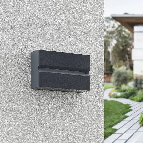 PRIOS LED Wandleuchte außen Itarion (spritzwassergeschützt (Modern) in Alu aus Aluminium (1 flammig, ) - Außenwandleuchten Wandlampe Led Außenlampe Outdoor für Außenwand/Hauswand